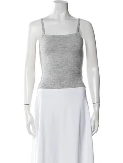 Pre-owned Line & Dot Square Neckline Sweater In White
