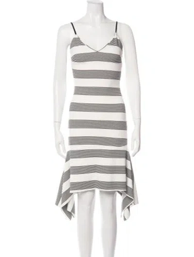 Pre-owned Line & Dot Striped Mini Dress In White