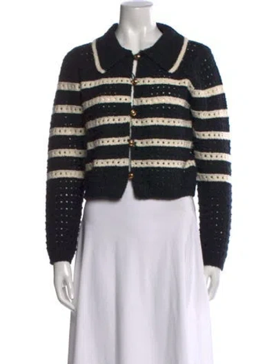 Pre-owned Line & Dot Striped Sweater In Black