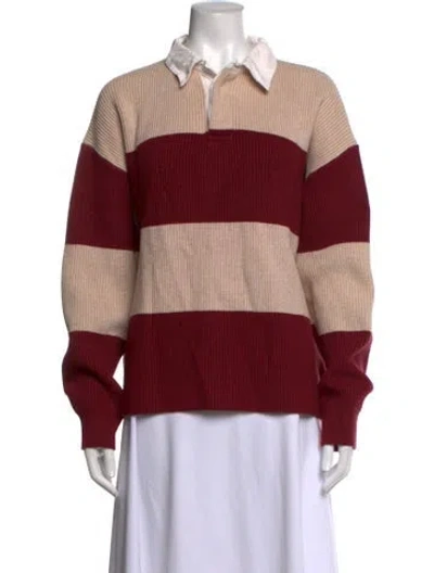 Pre-owned Line & Dot Striped Sweater In Red