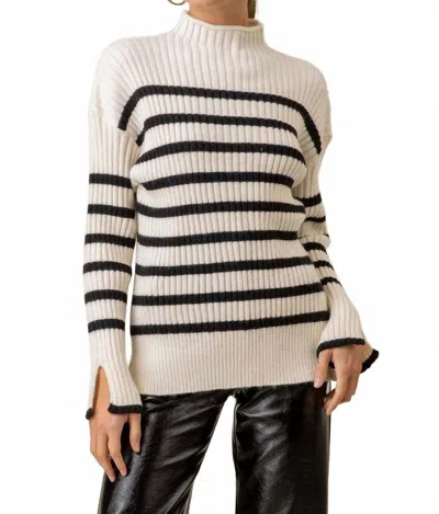 Line And Dot Sunday Stripe Sweater In Ivory And Black In White
