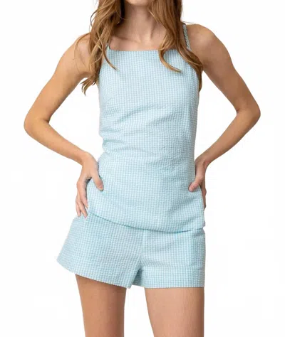 Line And Dot Suree Gingham Romper In Mint Green In Blue