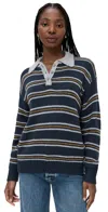 Line & Dot Sutton Striped Sweater Navy Multi In Blue