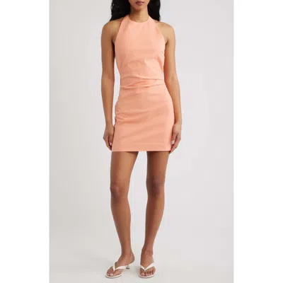Line & Dot Talie Stretch Cotton Halter Minidress In Pink