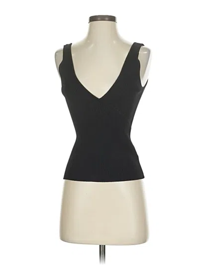 Pre-owned Line & Dot Tank Top Black Plunge Neckline Tops