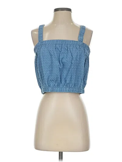 Pre-owned Line & Dot Tank Top Blue Strapless Neckline Tops