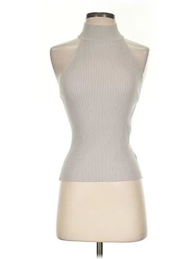 Pre-owned Line & Dot Tank Top Gray Halter Neckline Tops