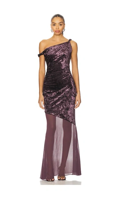 Line & Dot Taron Mix-media Maxi Dress In Purple