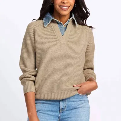 Line And Dot Teena Long Sleeve Textured Sweater In Beige In Nude