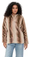 Line & Dot The City Faux Fur Jacket Brown Multi In Multi