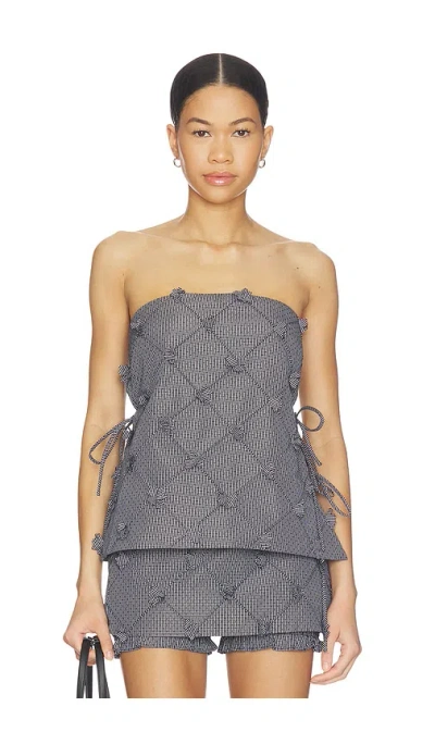 Line & Dot Thora Strapless Top In Gray