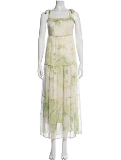 Pre-owned Line & Dot Tie-dye Print Long Dress In Neutrals