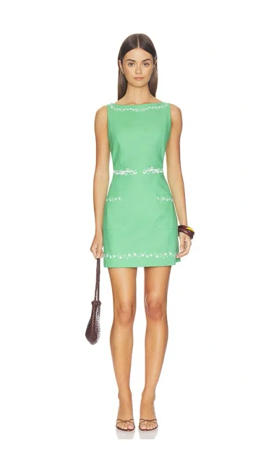Line & Dot Tippi Embroidered Mini Dress In Green