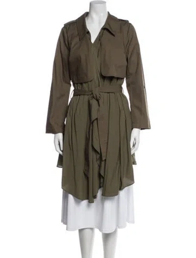 Pre-owned Line & Dot Trench Coat In Green