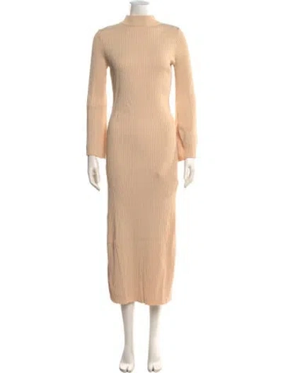 Pre-owned Line & Dot Turtleneck Long Dress In Neutral