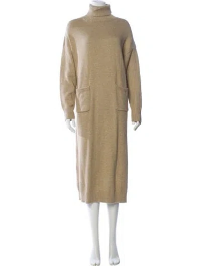 Pre-owned Line & Dot Turtleneck Midi Length Dress In Neutrals