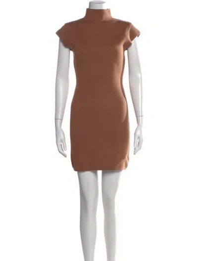 Pre-owned Line & Dot Turtleneck Mini Dress In Brown