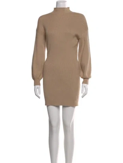 Pre-owned Line & Dot Turtleneck Mini Dress In Neutral
