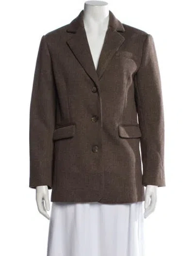 Pre-owned Line & Dot Tweed Pattern Blazer In Brown