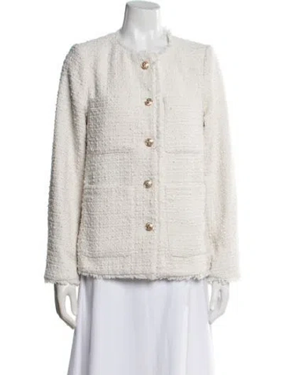 Pre-owned Line & Dot Tweed Pattern Jacket In Neutral