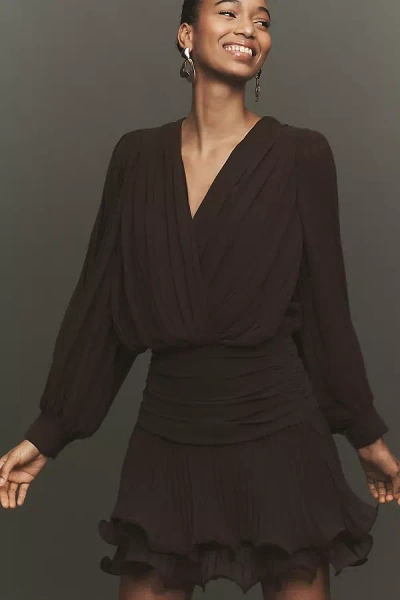 Line & Dot Twyla V-neck Mini Dress In Brown