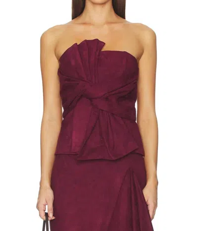 Line And Dot Valen Back Zip Top In Maroon In Red