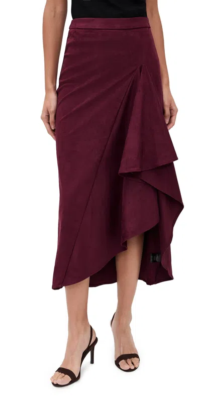 Line & Dot Valen Faux Suede Skirt Maroon In Burgundy