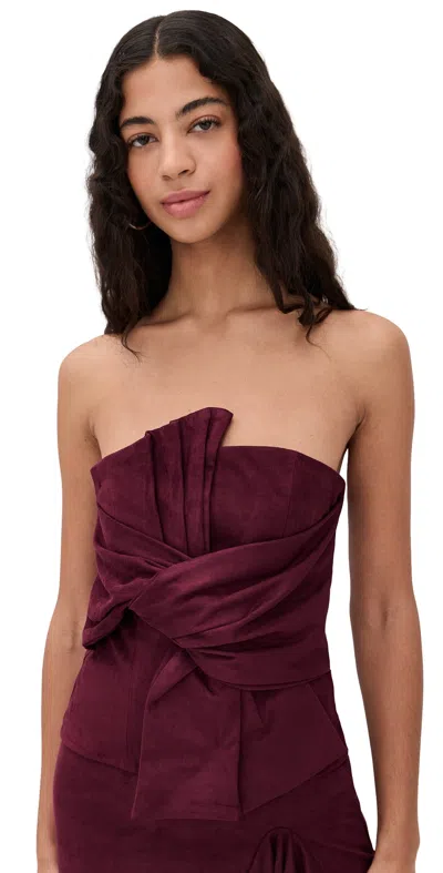 Line & Dot Valen Faux Suede Top Maroon In Burgundy