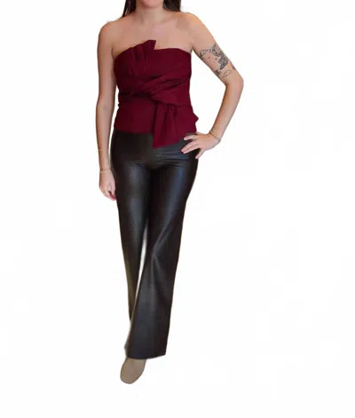 Line And Dot Valen Strapless Top In Maroon In Brown