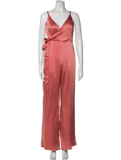 Pre-owned Line & Dot V-neck Jumpsuit In Pink