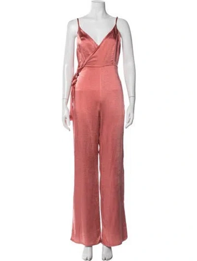 Pre-owned Line & Dot V-neck Jumpsuit In Pink