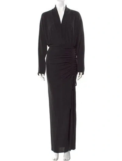 Pre-owned Line & Dot V-neck Long Dress In Black