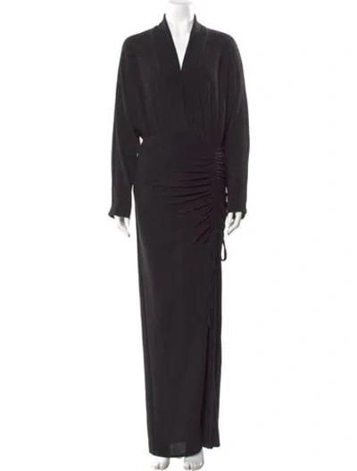 Pre-owned Line & Dot V-neck Long Dress In Black