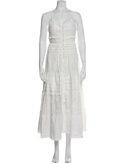 Pre-owned Line & Dot V-neck Long Dress W/ Tags In White