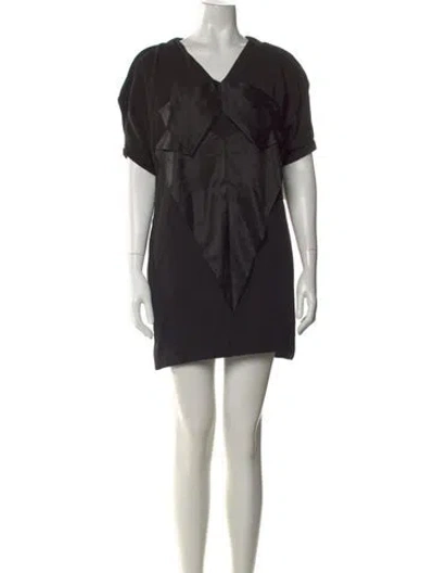 Pre-owned Line & Dot V-neck Mini Dress In Black