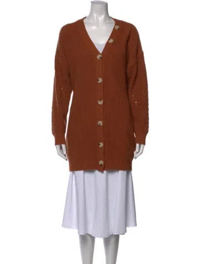 Pre-owned Line & Dot V-neck Sweater In Brown
