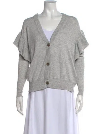 Pre-owned Line & Dot V-neck Sweater In Grey