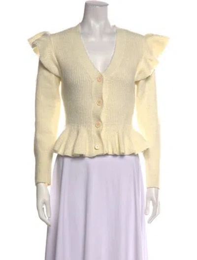 Pre-owned Line & Dot V-neck Sweater In Yellow