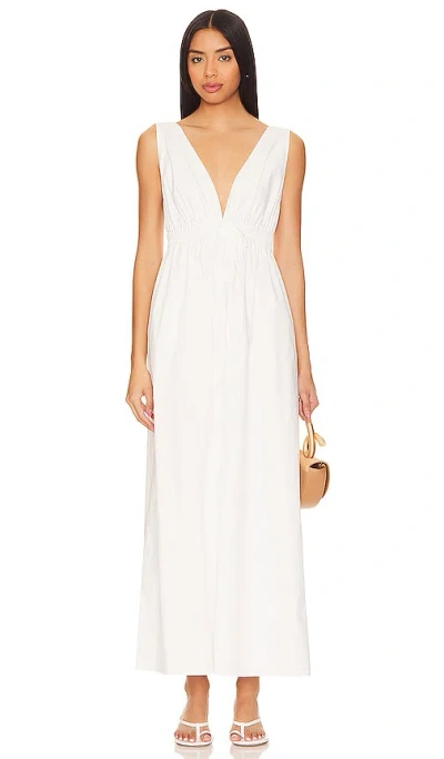 Line & Dot Walk About Midi Dress In 白色