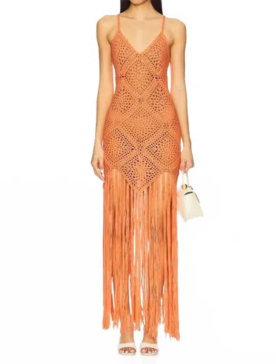 Line And Dot Wandering Crochet Dress In Coral
