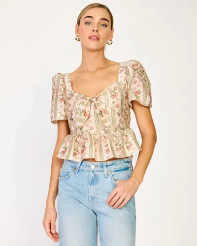 Line And Dot Whitney Peplum Top In Cream Multi In Animal Print