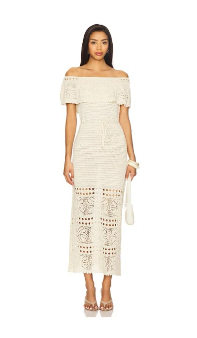 Line & Dot Wilda Crochet Sweater Dress In White