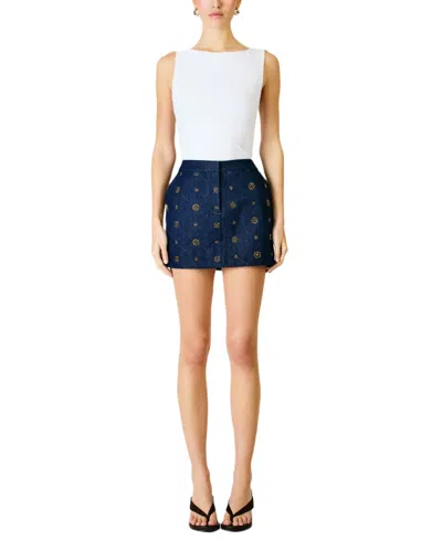 Line & Dot Women's Attina Beaded Mini Skirt In Blue