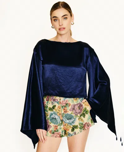 Line & Dot Women's Avanelle Boat Neck Top In Blue