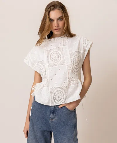 Line & Dot Women's Biva Cotton Round-neck Tunic Top In White