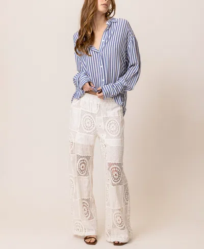 Line & Dot Women's Biva Quilted-lace Pull-on Pants In White