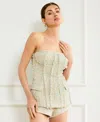 Line & Dot Women's Clover Tweed Strapless Top In Multi