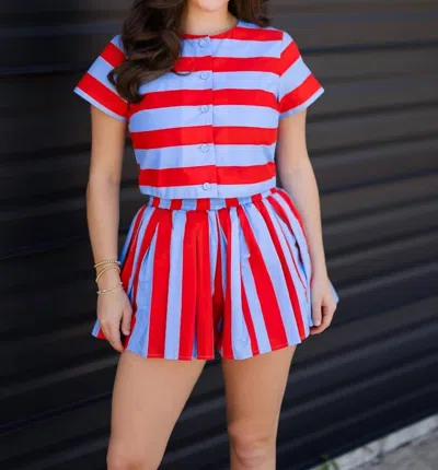 Line And Dot Women's Corey Capri Stripe Top In Red In Multi