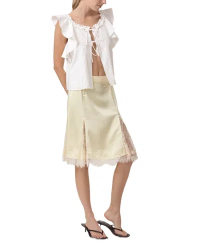 Line & Dot Women's Emel Lace Godet Midi Skirt In Neutral