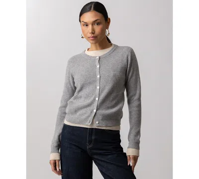 Line & Dot Women's Hutch Double Layer Long-sleeve Cardigan Sweater In Gray